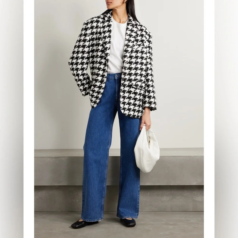 ANINE BING Quinn Blazer in Black & White Houndstooth